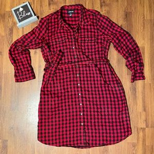 EUC Land’s End Buffalo Check Plaid Flannel Dress